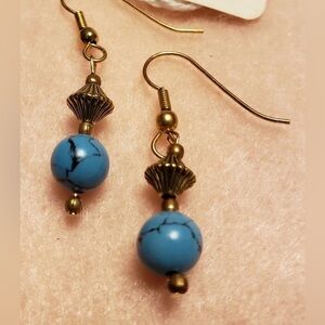 Turquoise & Gold Earrings - NWT - Hand Crafted